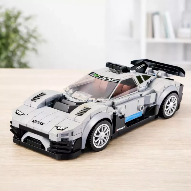 LEAN TOYS bouwstenen raceauto robot 2in1 wit 320 delen