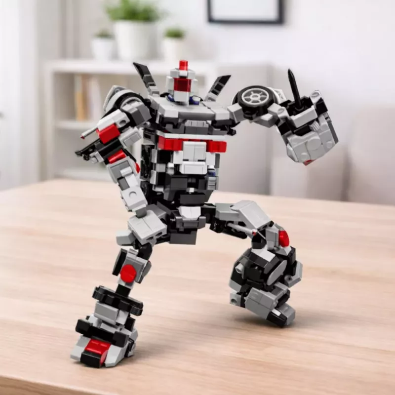 LEAN TOYS bouwstenen raceauto robot 2in1 wit 320 delen