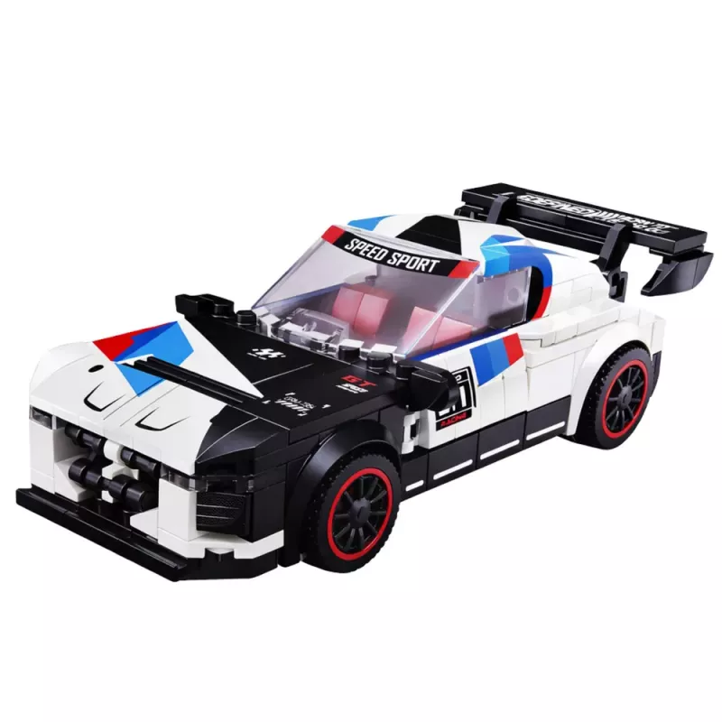 LEAN TOYS bouwstenen sportauto robot 2in1 wit 320 stuks