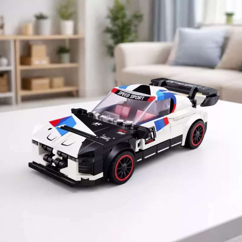 LEAN TOYS bouwstenen sportauto robot 2in1 wit 320 stuks