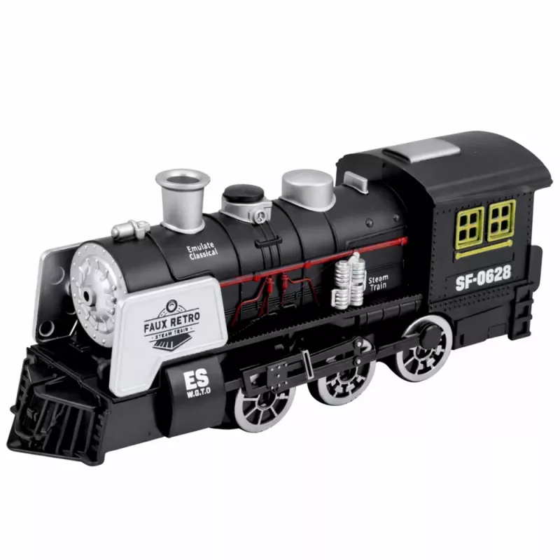 LEAN TOYS klassieke locomotief obstakelsensor rook licht geluid zwart
