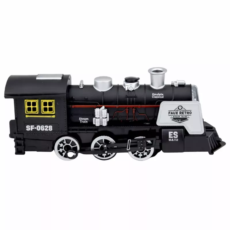LEAN TOYS klassieke locomotief obstakelsensor rook licht geluid zwart