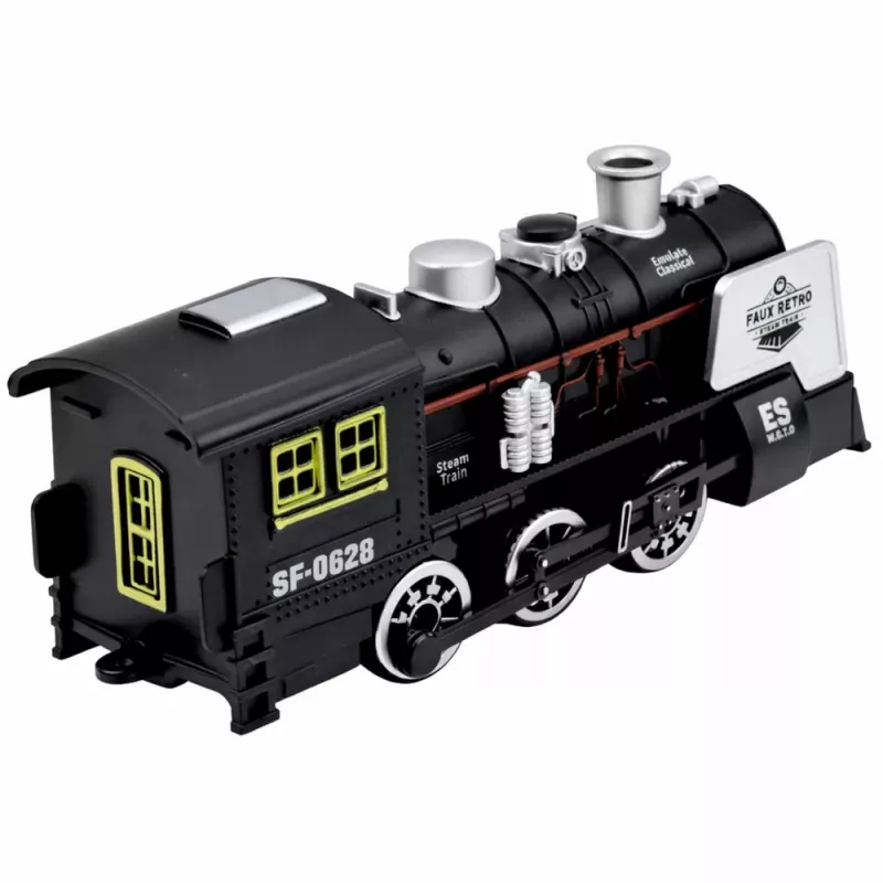 LEAN TOYS klassieke locomotief obstakelsensor rook licht geluid zwart