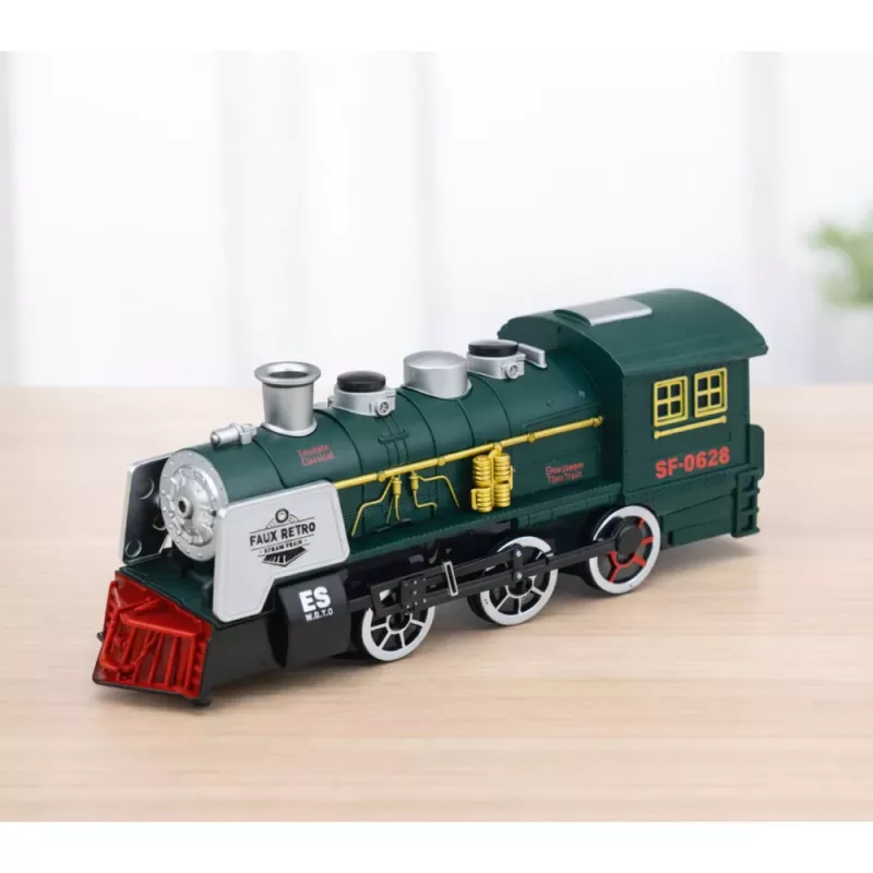 LEAN TOYS klassieke locomotief obstakelsensor rook licht geluid groen