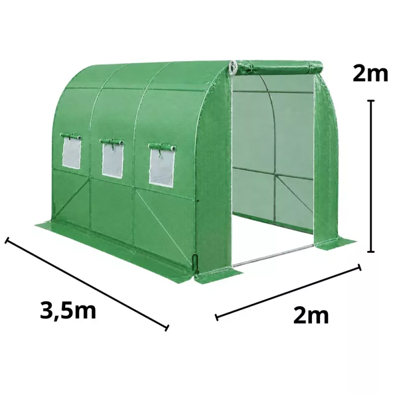 LEAN Kas voor groenten, groene UV-ramen, 3,5x2x2 m, 7 m²