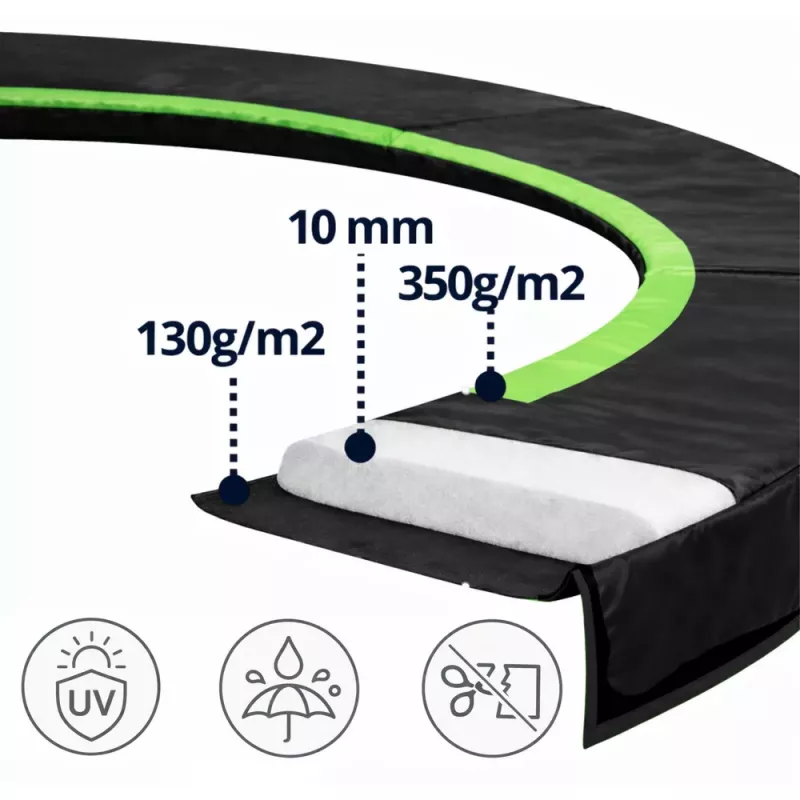 Lean Spring Pad voor trampoline zwart 244-252 cm 8 ft