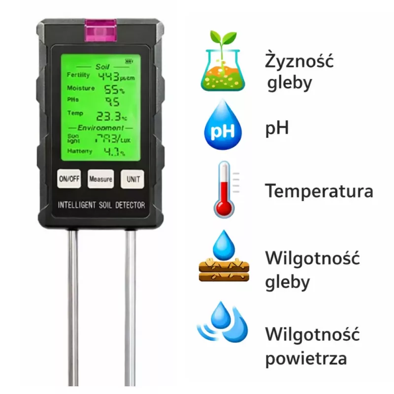 LEAN Plantenvochtigheidsmeter bodemhygrometer 6in1 temperatuur licht PH