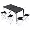 LEAN campingmeubelset opvouwbare tafel 4 krukjes zwart koffer