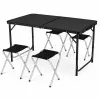 LEAN campingmeubelset opvouwbare tafel 4 krukjes zwart koffer