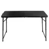 LEAN campingmeubelset opvouwbare tafel 4 krukjes zwart koffer