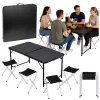 LEAN campingmeubelset opvouwbare tafel 4 krukjes zwart koffer