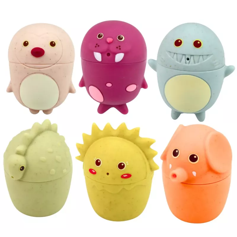 LEAN TOYS educatief badspeelgoed sensorische rubberen figuren pastel 6 stuks