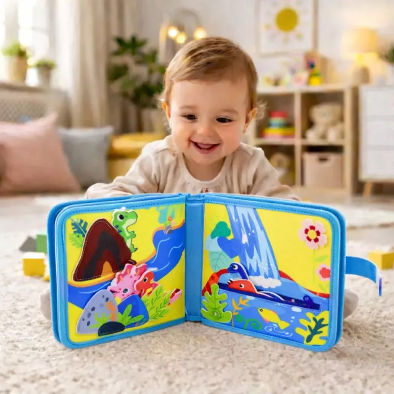 LEAN TOYS 3D vilten sensorisch educatief boek dinosaurussen