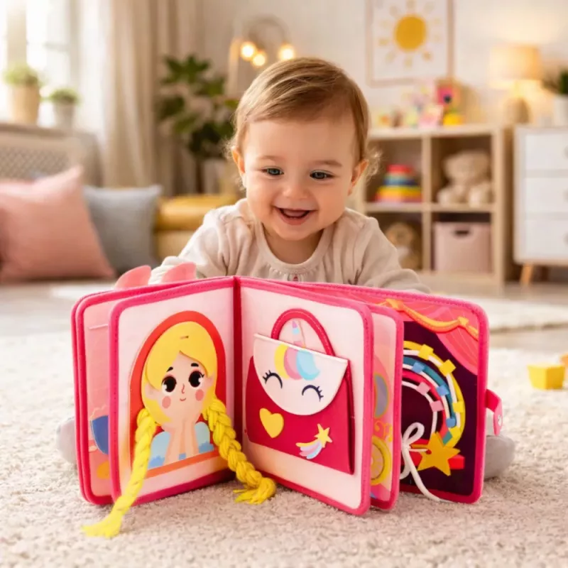 LEAN TOYS 3D vilten prinses roze sensorisch educatief boek
