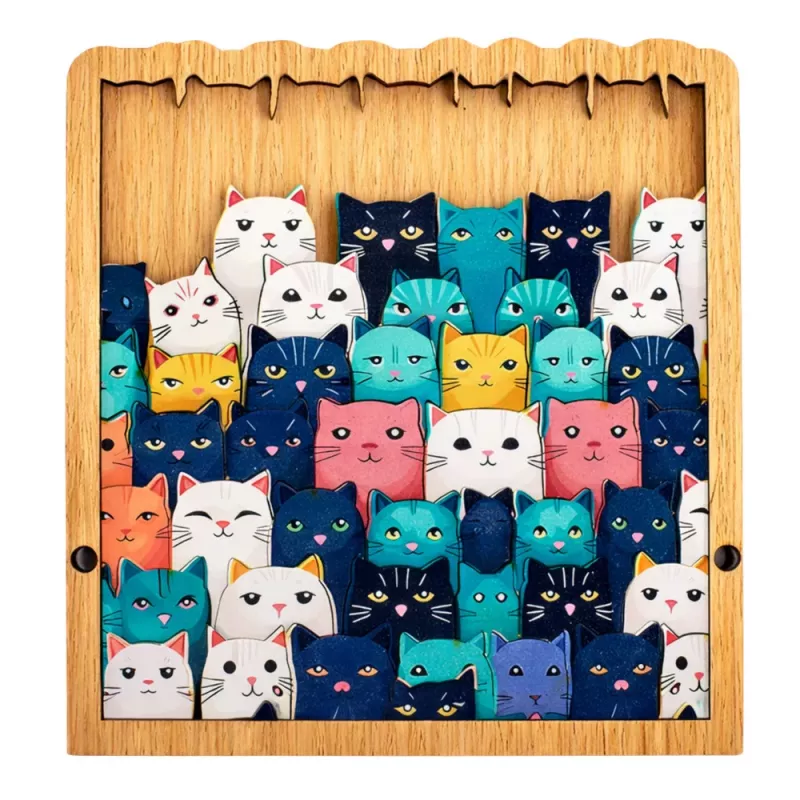 LEAN TOYS Houten Puzzel Katjes Leerspel Puzzel Kaderzak 62 delen
