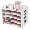 LEAN TOYS Bureaublad Organizer van Hout, Vakken voor A4-Documenten, Wit