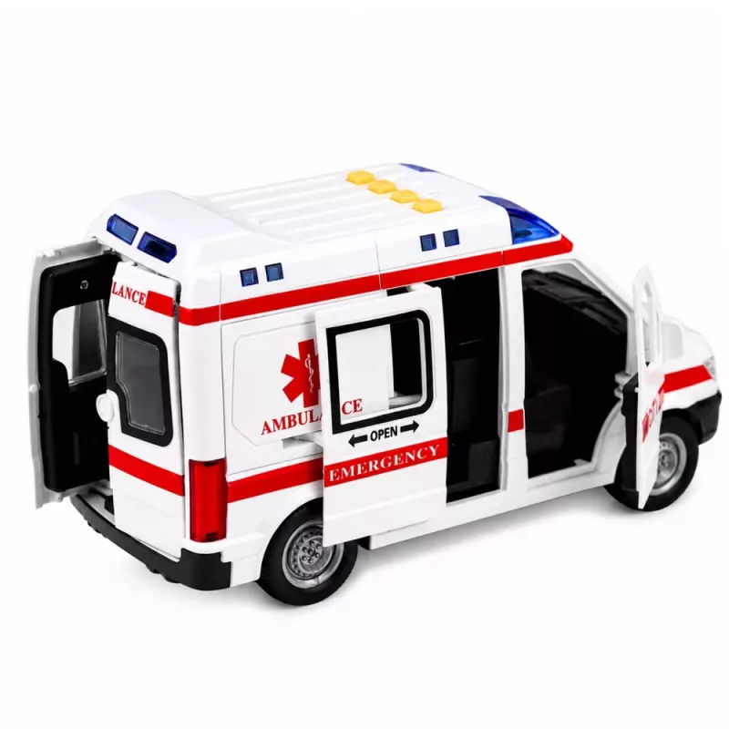 LEAN TOYS Ambulance Brancard Drive Lichtjes Geluiden Wit 1:10