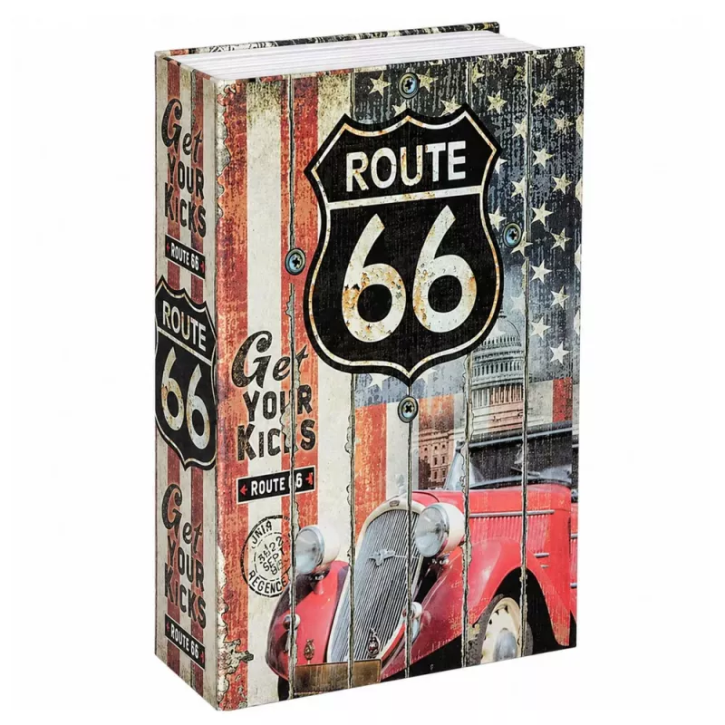 LEAN TOYS Boekkluis met Sleutel Kleine Geldcassette Route 66