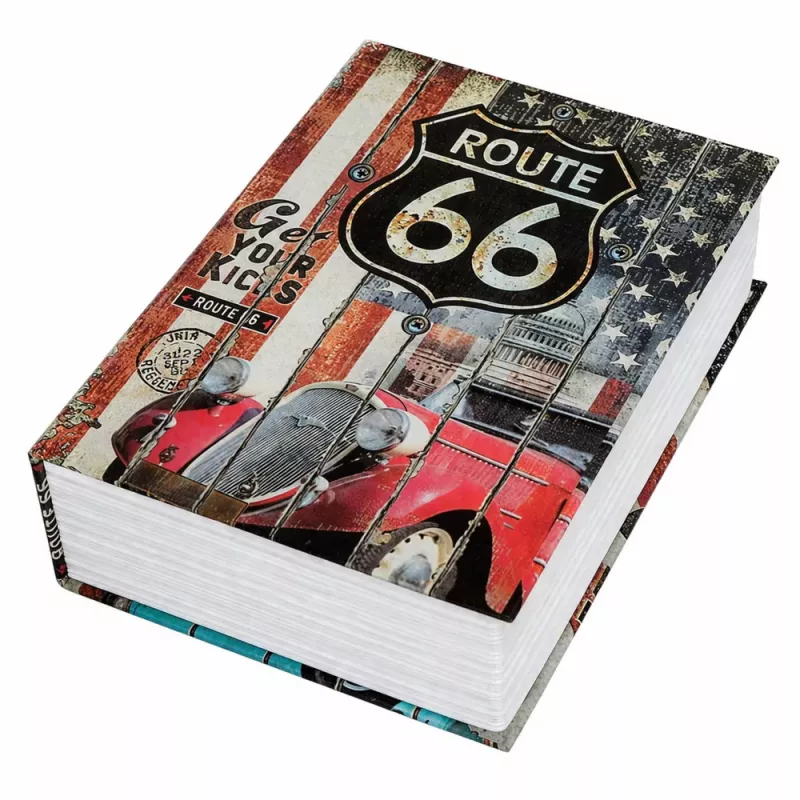 LEAN TOYS Boekkluis met Sleutel Kleine Geldcassette Route 66