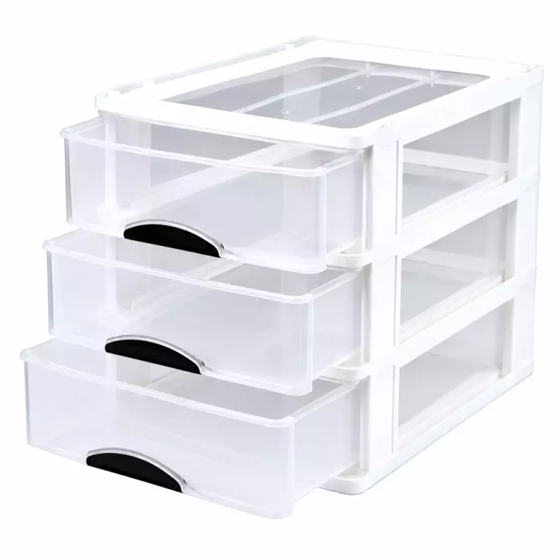 LEAN Multifunctionele Organizer 3 Lades Kunststof Bak Wit