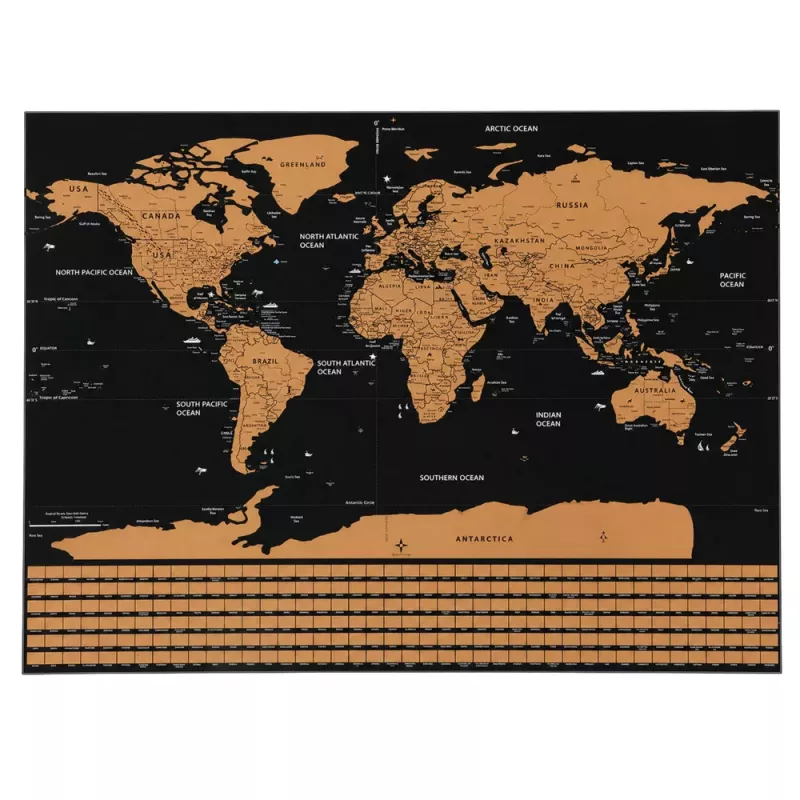 LEAN Wereldkaart Kras Poster voor Reizigers 82 x 59 cm