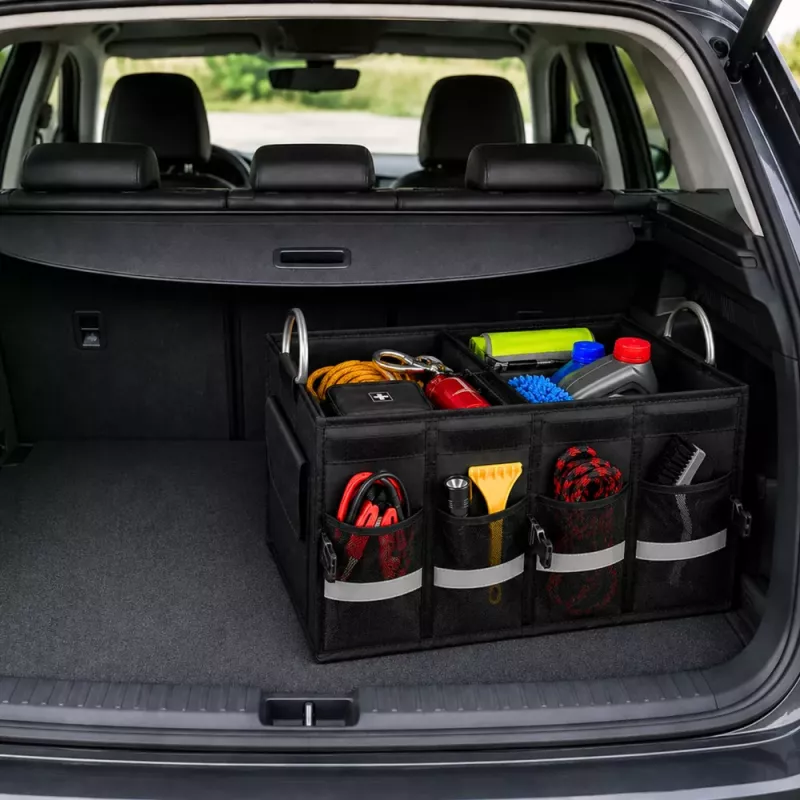 LEAN Grote Opvouwbare Kofferbak Organizer Zwart 50L