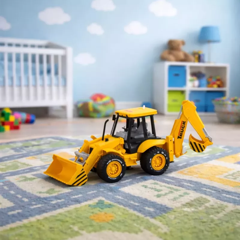LEAN TOYS Bouwmachines Graafmachine Lader Bulldozer met Aandrijving, Lichtjes, Geluiden - Geel