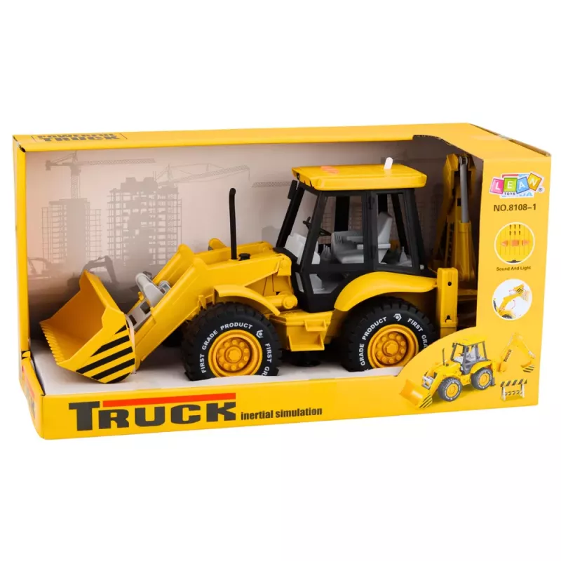 LEAN TOYS Bouwmachines Graafmachine Lader Bulldozer met Aandrijving, Lichtjes, Geluiden - Geel