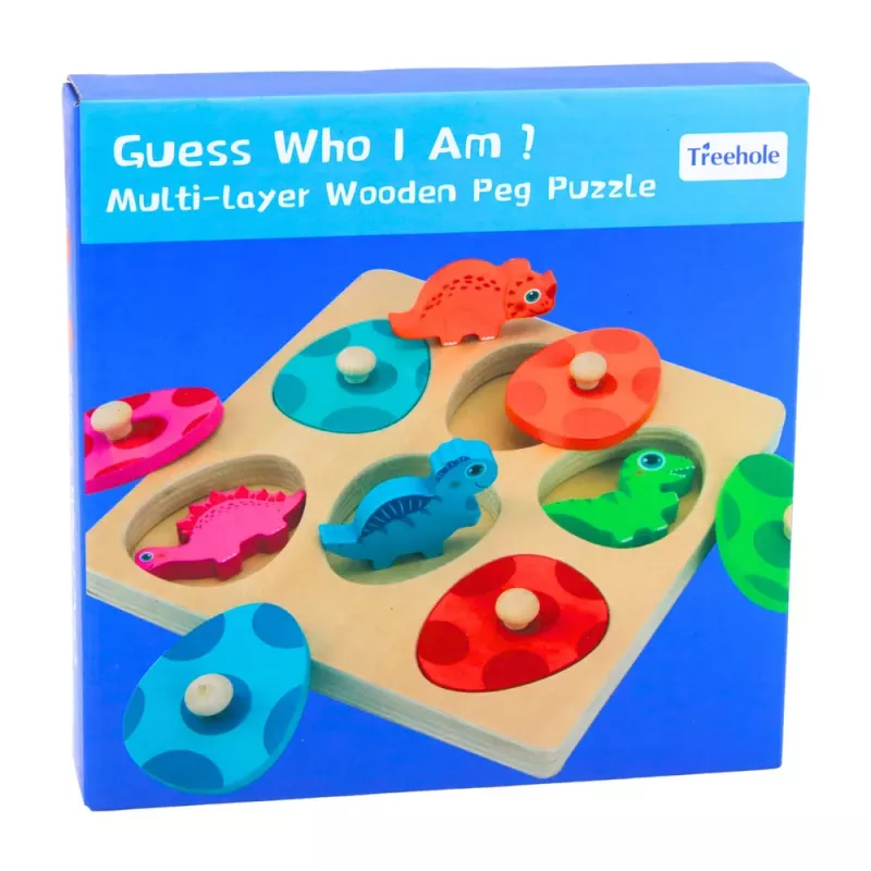 LEAN TOYS Houten Puzzel Dinosaurussen in Eieren Educatief Memory Spel
