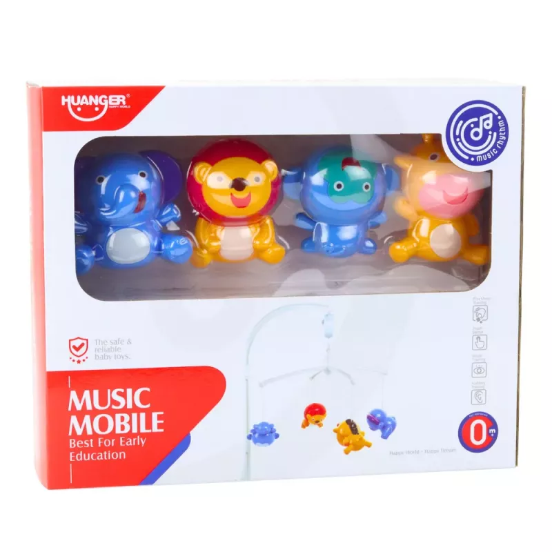 LEAN TOYS wiegcarrousel dieren leeuw olifant giraffe geluid