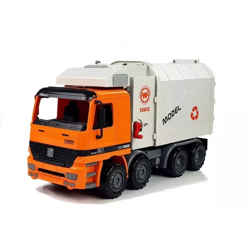 LEAN TOYS Aangedreven vuilniswagen met vuilnisbak