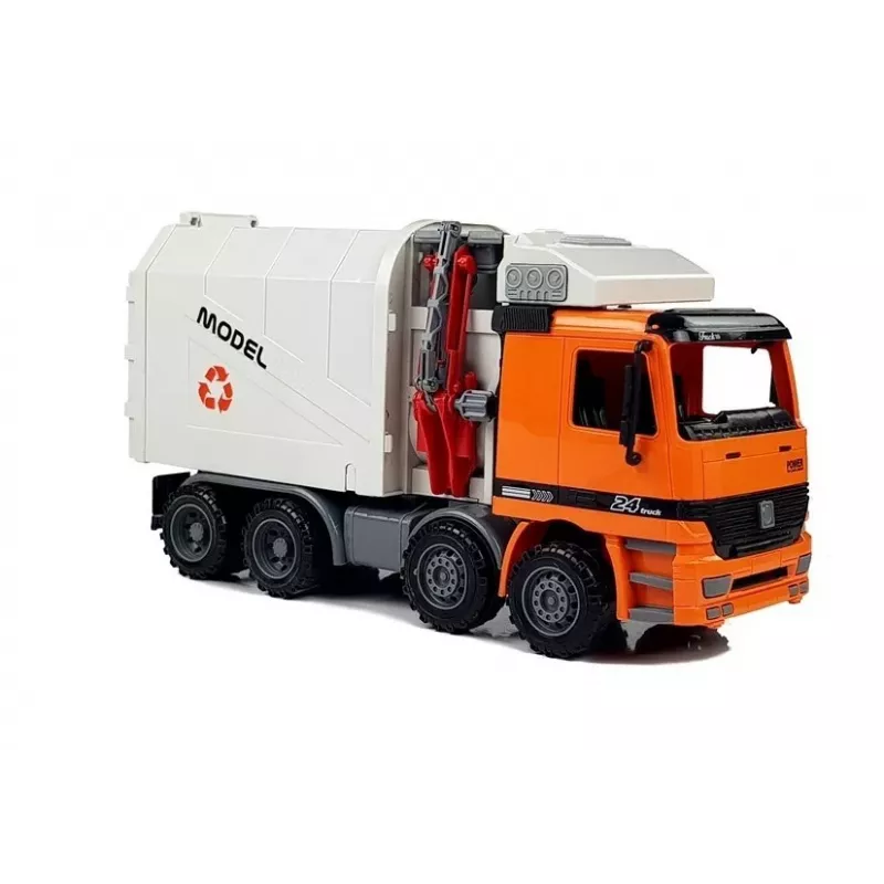 LEAN TOYS Aangedreven vuilniswagen met vuilnisbak