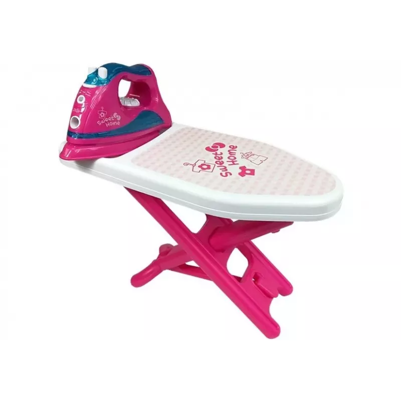 ROWE Roze speelgoedstrijkset met strijkplank en hangers