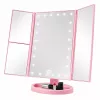 LEAN LED make-upspiegel opklapbaar vergrotend touch-draaiing roze