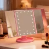 LEAN LED make-upspiegel opklapbaar vergrotend touch-draaiing roze