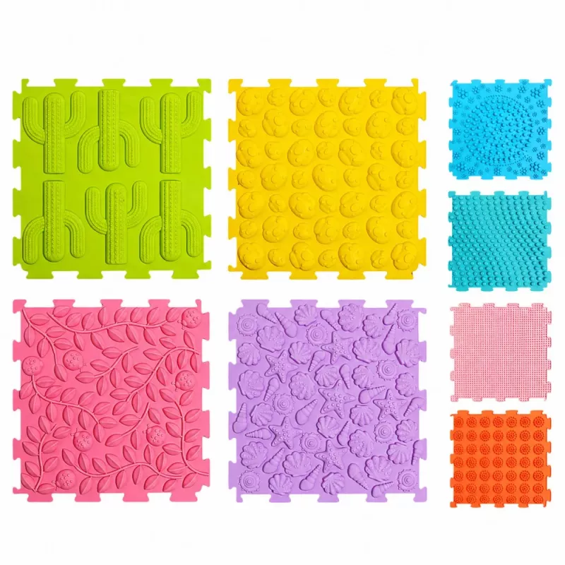 LEAN TOYS sensorische siliconen puzzelmat sensorisch pad bont 25 cm 12 stuks