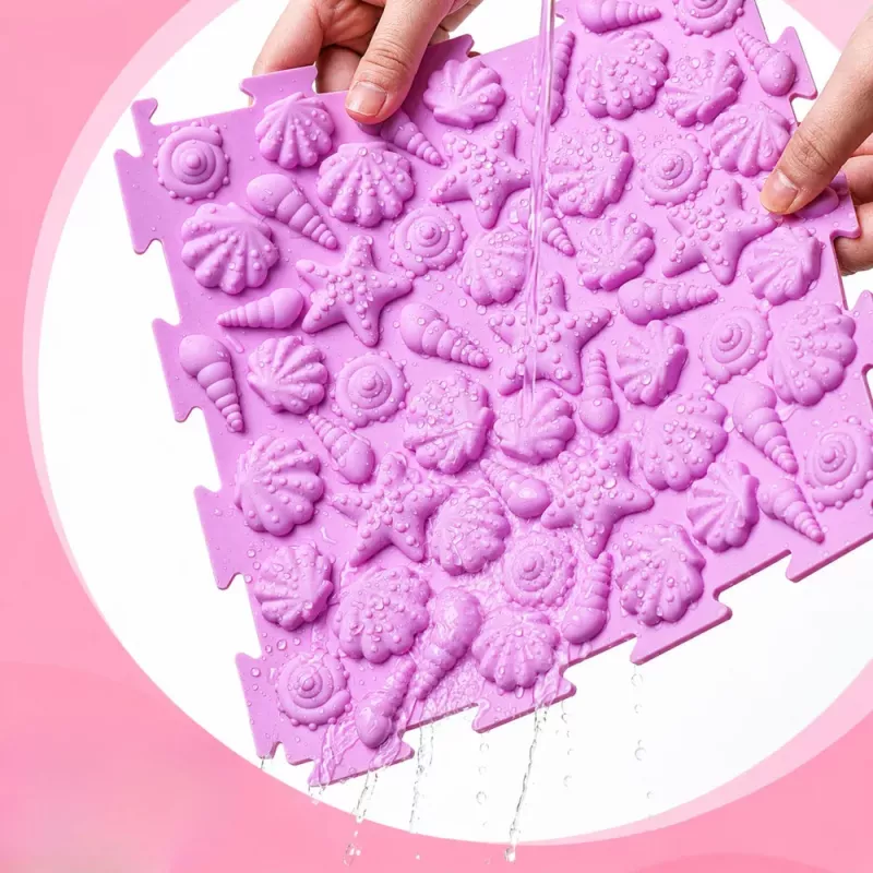 LEAN TOYS sensorische siliconen puzzelmat sensorisch pad bont 25 cm 12 stuks