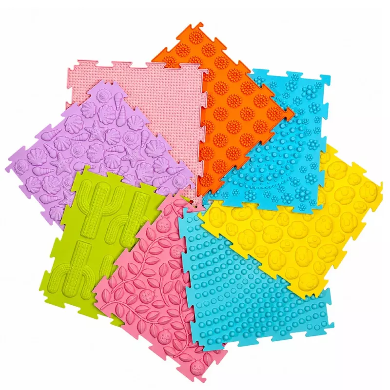 LEAN TOYS sensorische siliconen puzzelmat sensorisch pad bont 25 cm 12 stuks
