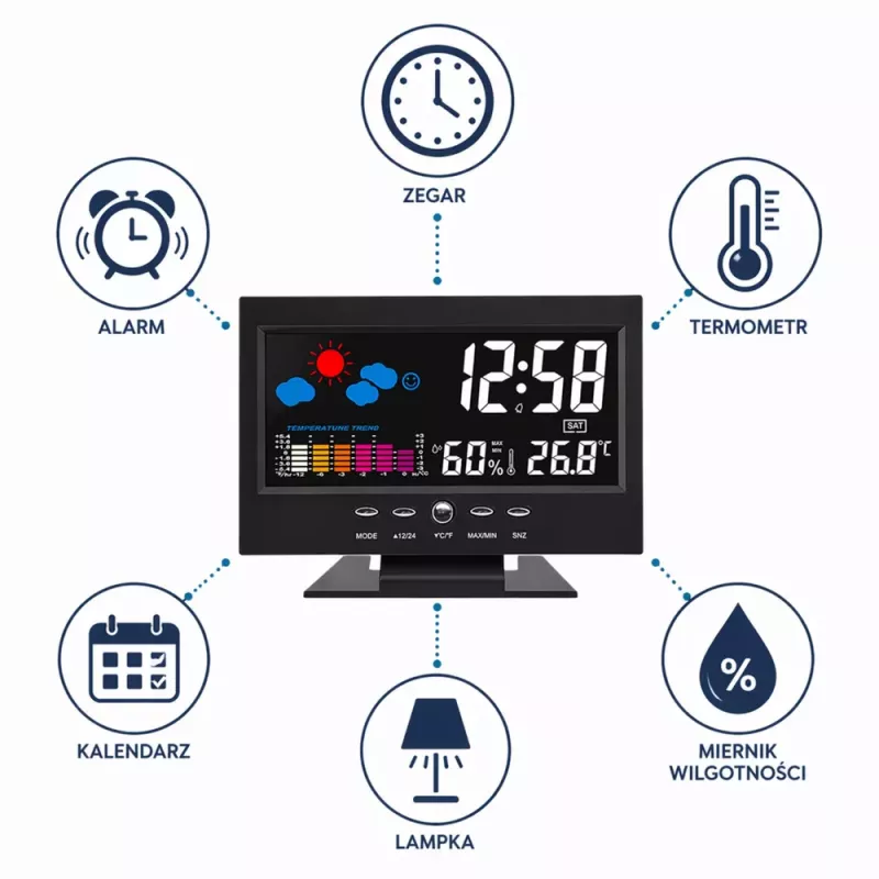 LEAN digitale klok met binnen-thermometer en hygrometer LED weerstation