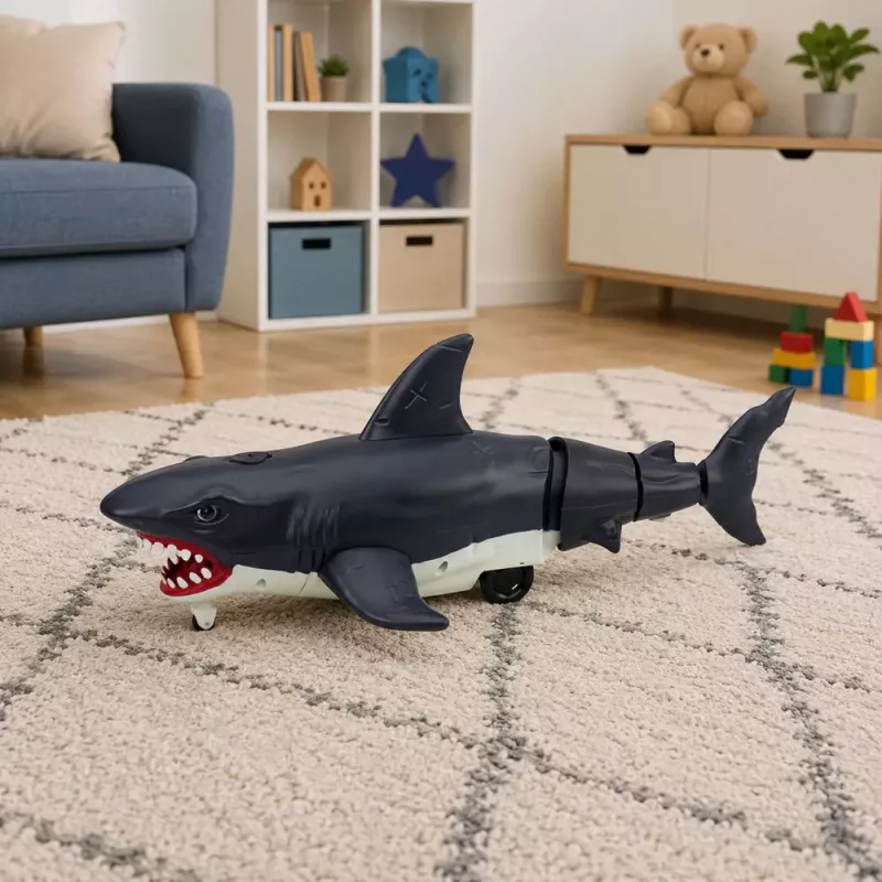 LEAN TOYS RC Shark afstandsbediening haai, beweegt staart, lichten, rookeffect, zwart