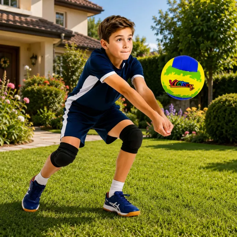 LEAN TOYS volleybal-trainingsbal, geel en blauw, 22 cm, maat 5