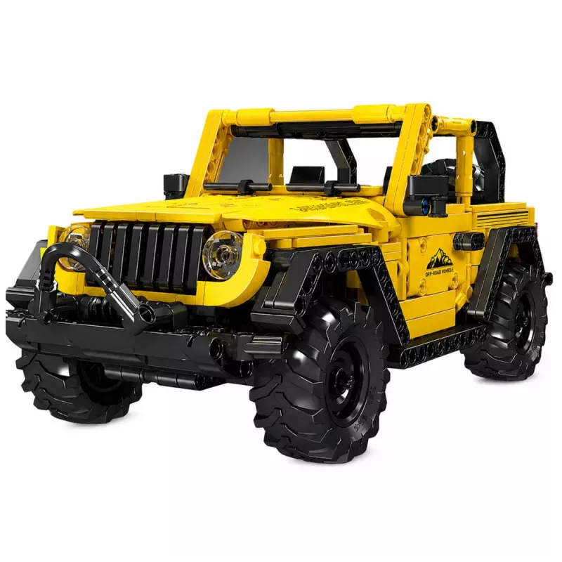 LEAN TOYS Bouwstenen auto off-road voertuig Wrangler geel 746 onderdelen