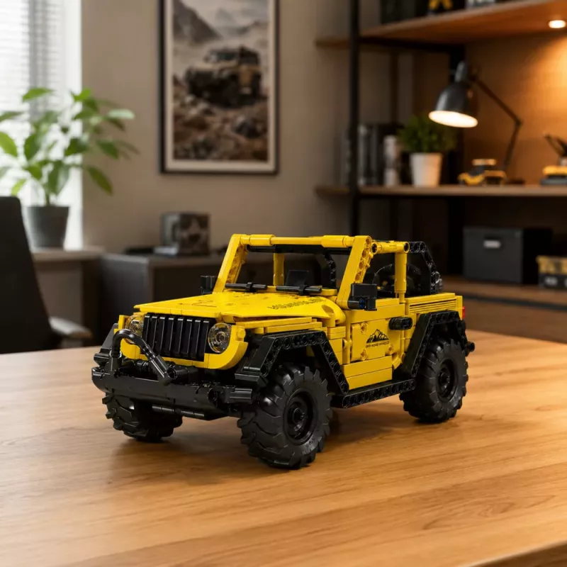 LEAN TOYS Bouwstenen auto off-road voertuig Wrangler geel 746 onderdelen