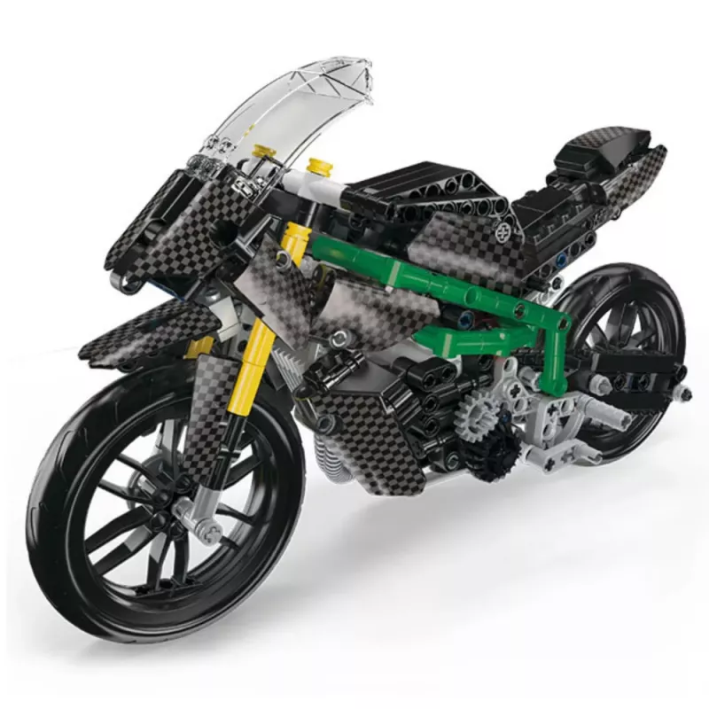 LEAN TOYS Bouwstenen race motorfiets sport zwart 656 stuks