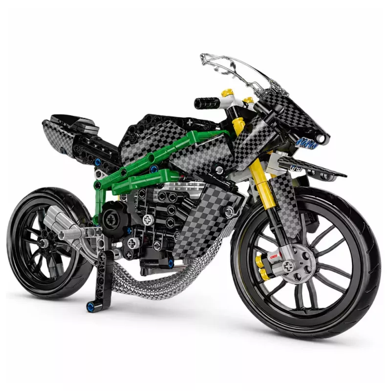 LEAN TOYS Bouwstenen race motorfiets sport zwart 656 stuks