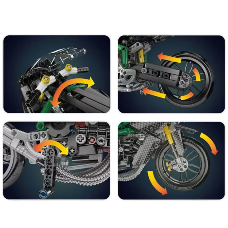 LEAN TOYS Bouwstenen race motorfiets sport zwart 656 stuks