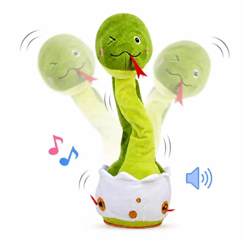 LEAN TOYS Pluchen dansslang interactieve muziek en geluiden mascotte groen