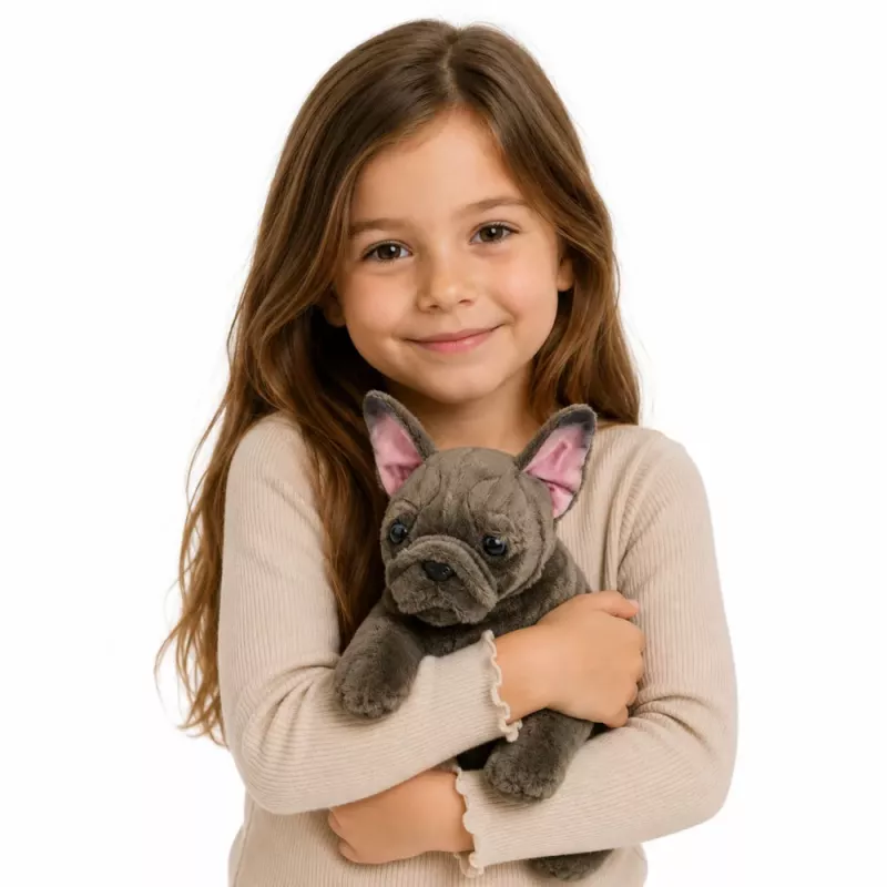 LEAN TOYS Pluchen dier Franse buldog bruin 22 cm