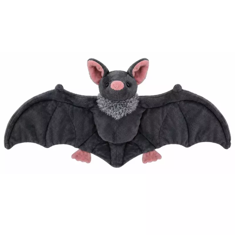 LEAN TOYS Pluchen dier vleermuis met opvouwbare vleugels grijs 57 cm