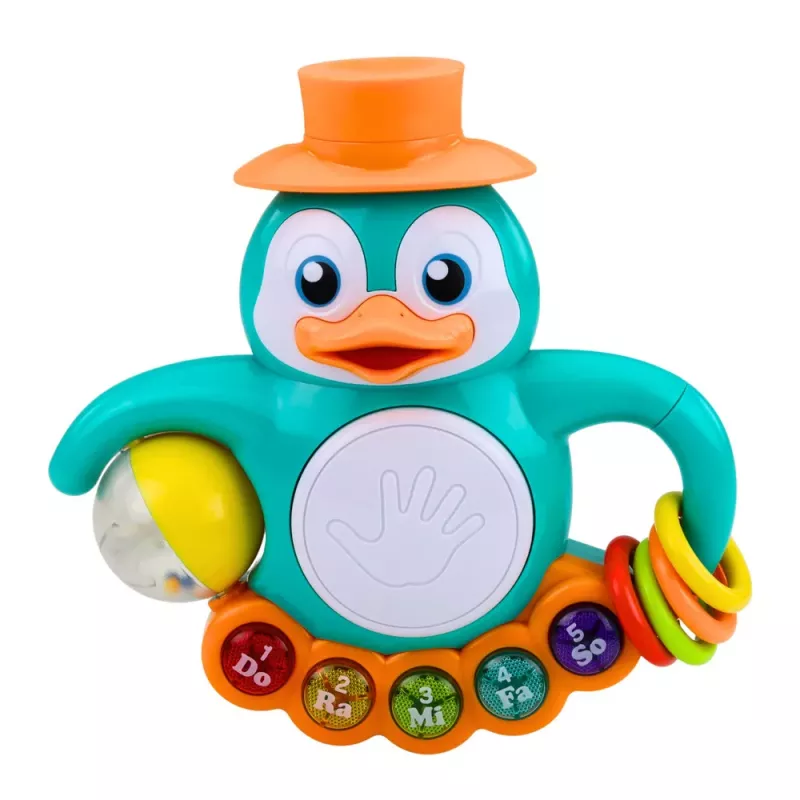 LEAN TOYS Interactief speelgoed pinguïn piano trommel kralen rammelaar bal